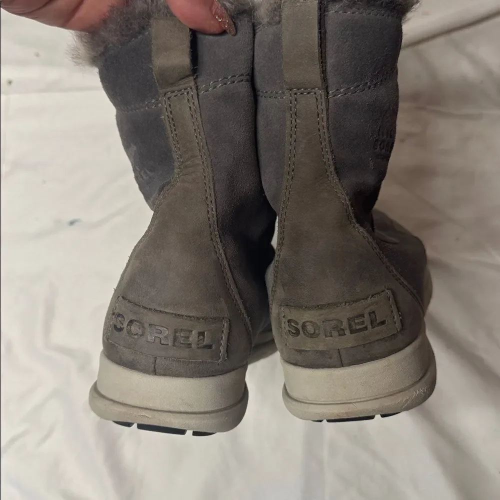 Sorel Women’s Explorer Joan Suede Waterproof Boots In Quarry Grey. Size 10.